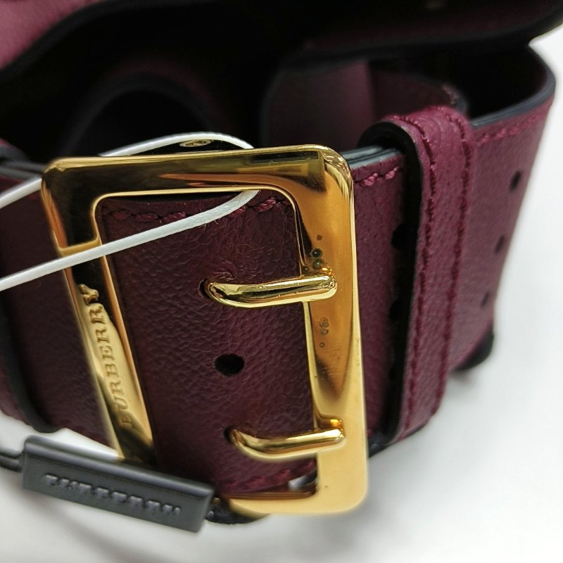 BURBERRY Elmstone 紫紅色牛皮單肩包手提包 金色五金 可拆式肩帶-8