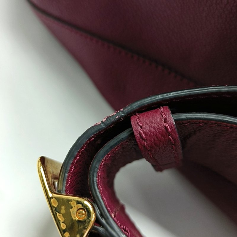 BURBERRY Elmstone 紫紅色牛皮單肩包手提包 金色五金 可拆式肩帶-9