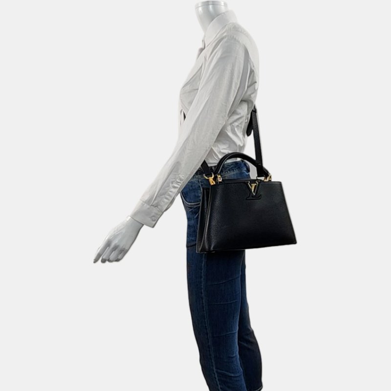 LOUIS VUITTON CAPUCINES BB 黑色牛皮單肩包手提包斜背包 金色五金 可拆卸肩帶-1