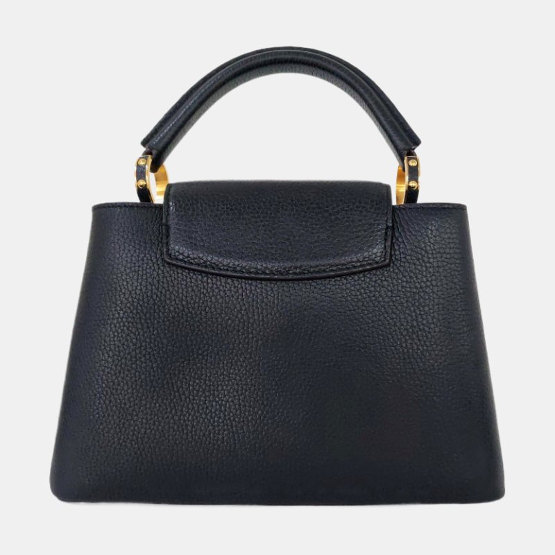 LOUIS VUITTON CAPUCINES BB 黑色牛皮單肩包手提包斜背包 金色五金 可拆卸肩帶-4