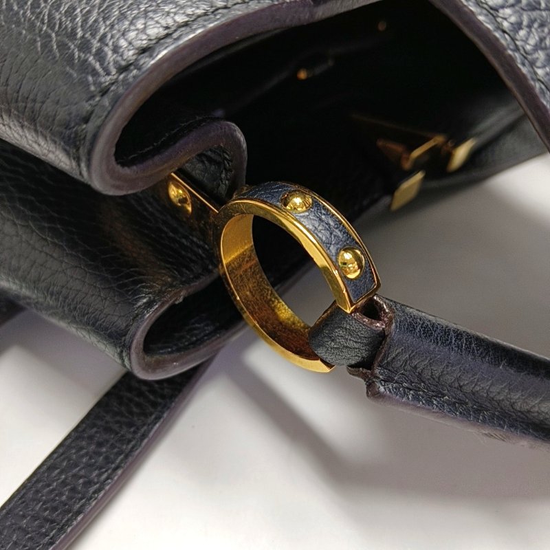 LOUIS VUITTON CAPUCINES BB 黑色牛皮單肩包手提包斜背包 金色五金 可拆卸肩帶-8