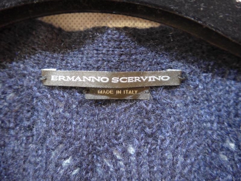 義大利精品ERMANNO SCERVINO深藍色針織毛衣外套-1