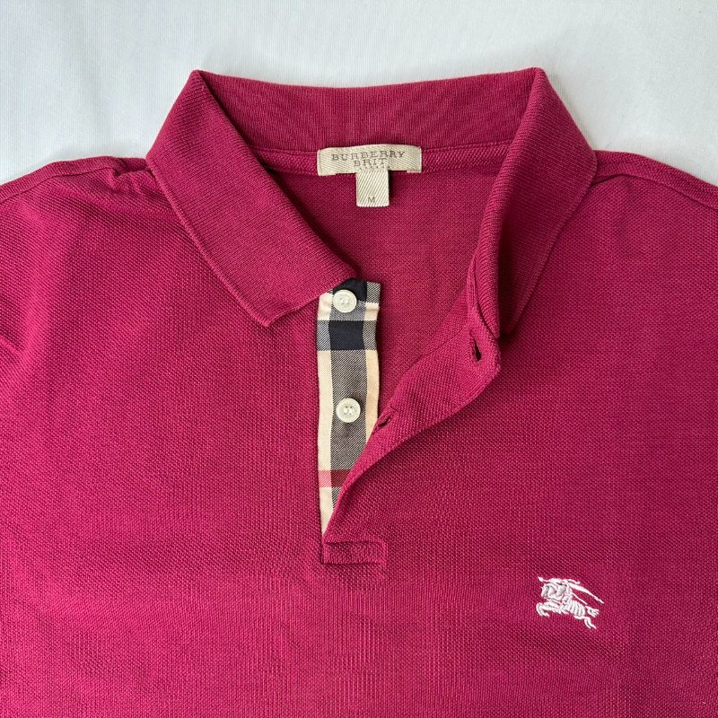 BURBERRY 桃紅棉質Polo衫-3