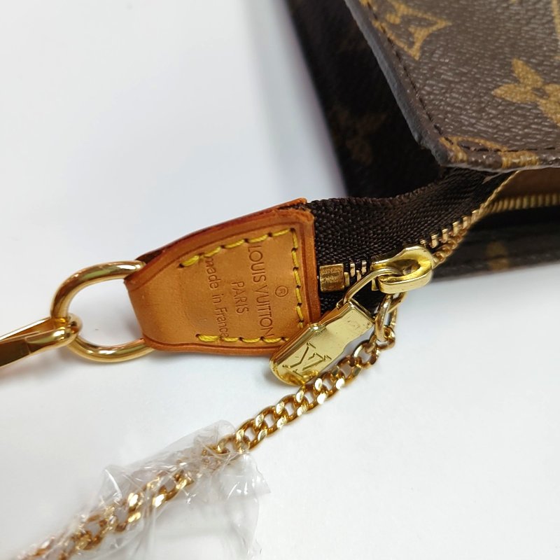 LOUIS VUITTON BUCKET 棕色塗層帆布老花手拿包 金色五金-7