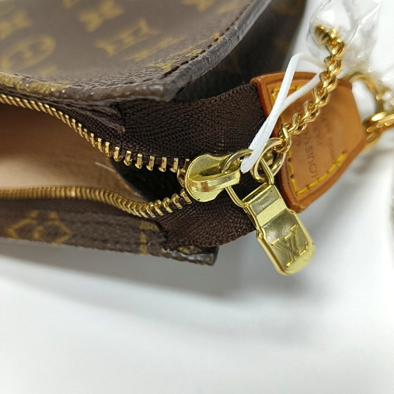 LOUIS VUITTON BUCKET 棕色塗層帆布老花手拿包 金色五金-9