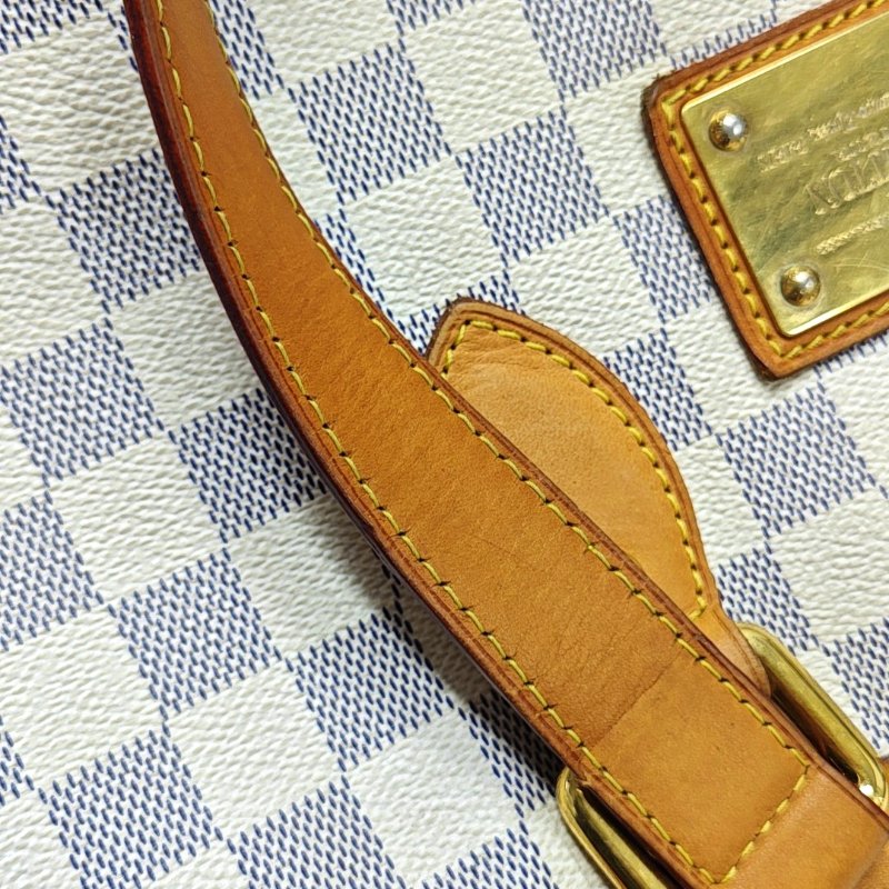 LOUIS VUITTON HAMPSTEAD 小號 白色塗層帆布棋盤格手提包單肩包 金色五金-10