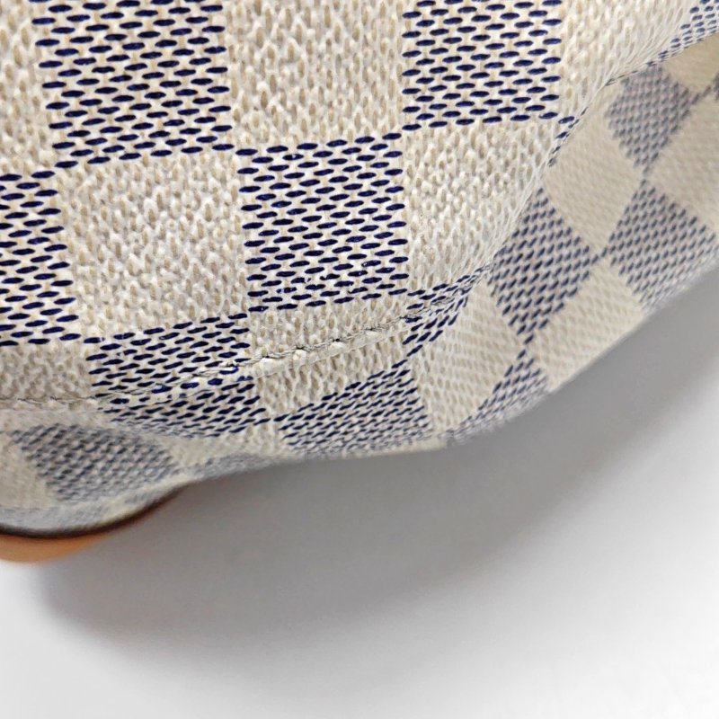 LOUIS VUITTON HAMPSTEAD 小號 白色塗層帆布棋盤格手提包單肩包 金色五金-11