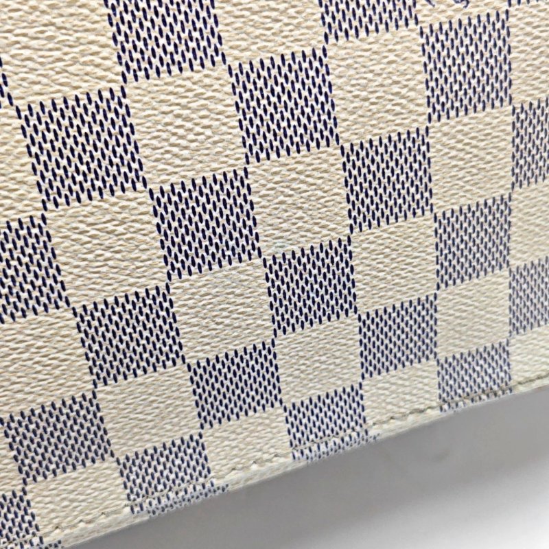 LOUIS VUITTON HAMPSTEAD 小號 白色塗層帆布棋盤格手提包單肩包 金色五金-15