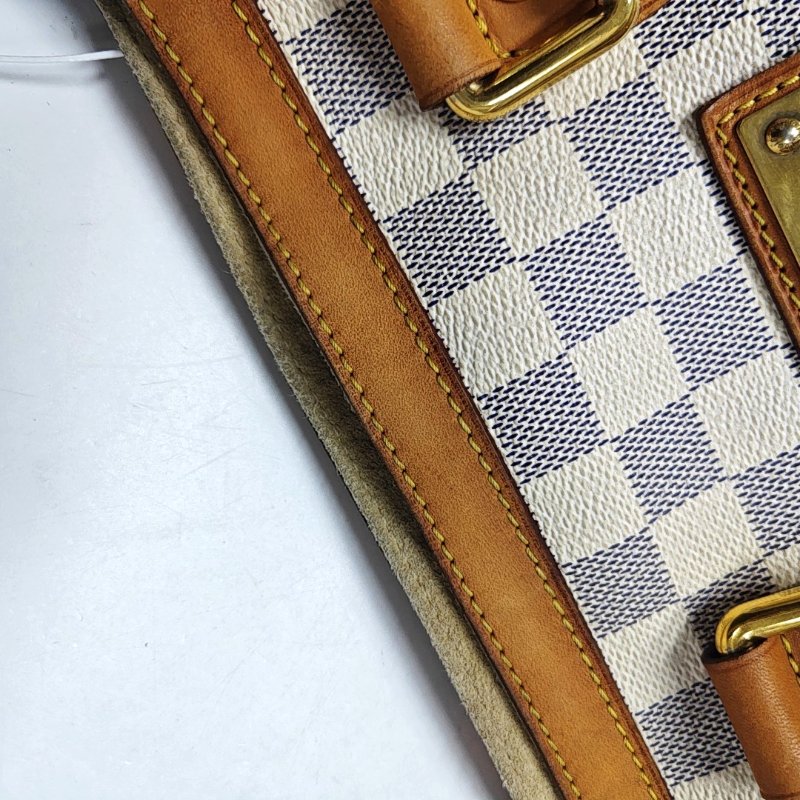 LOUIS VUITTON HAMPSTEAD 小號 白色塗層帆布棋盤格手提包單肩包 金色五金-17