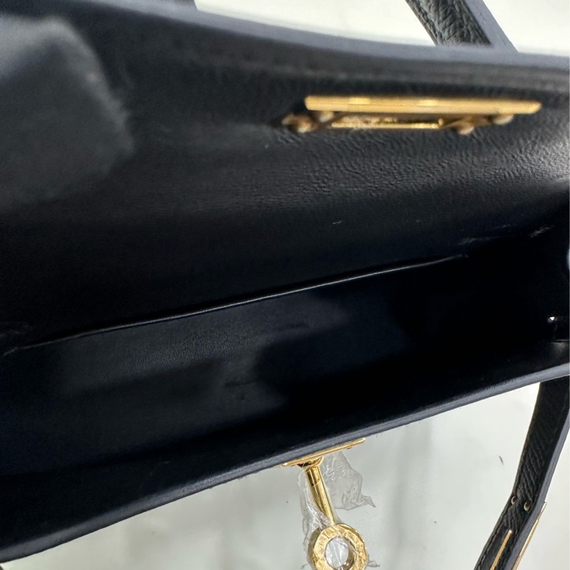 Hermes 黑金mini Kelly二代 Epsom皮 U刻 copy購證-8