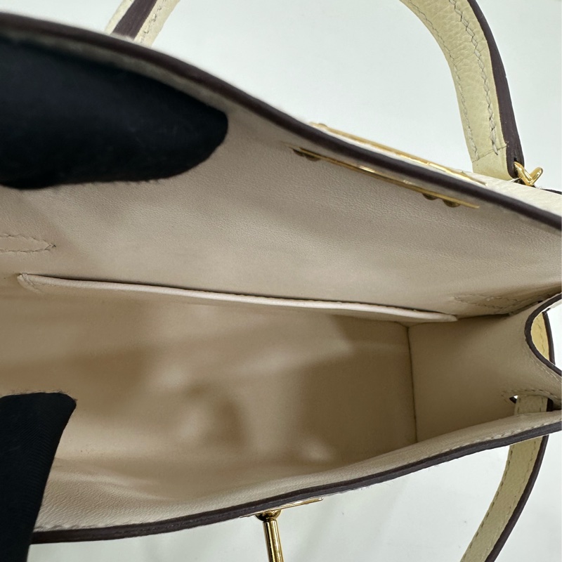 Hermes愛馬仕 mini Kelly二代 奶油白金扣 epsom皮 U刻 copy 購證-8