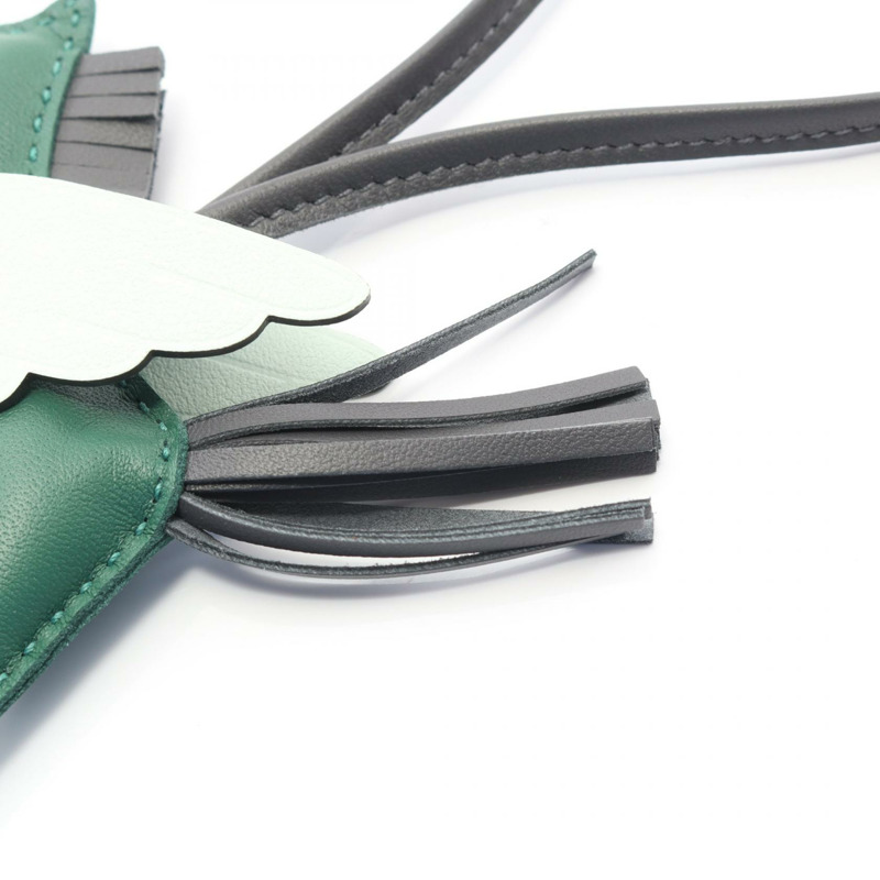 HERMES Rodeo Pegasus PM 吊飾 Agneau milo Swift 皮革 綠灰色 二手 W 女款-4