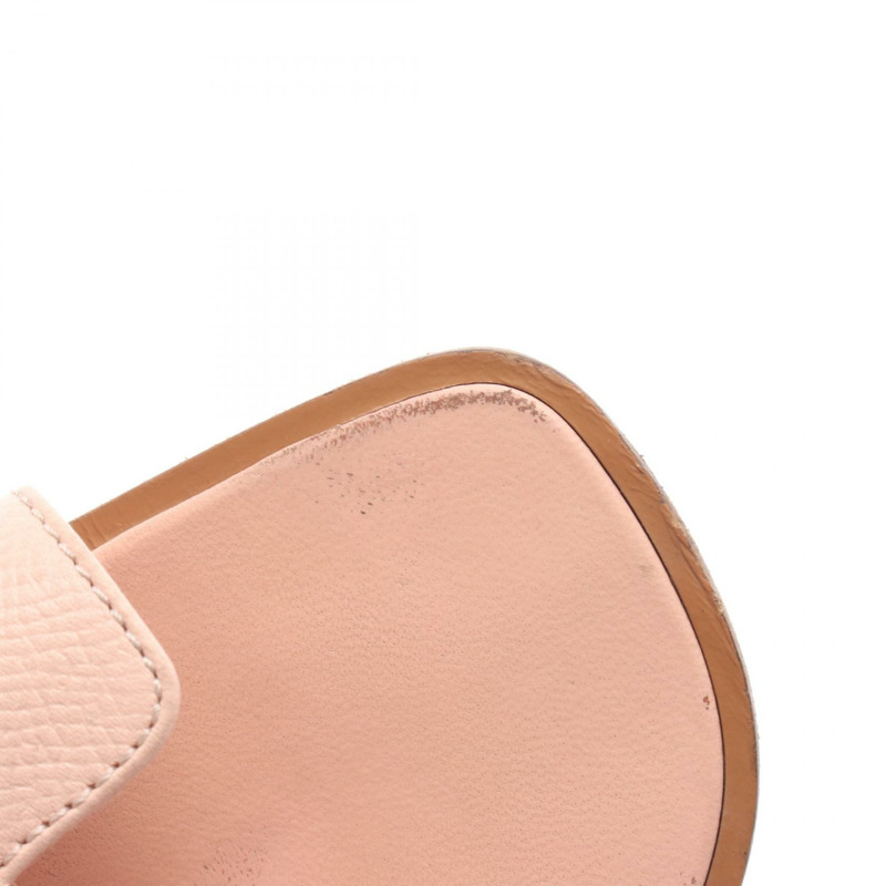 HERMES Oran 鞋涼鞋穆勒鞋皮革粉紅二手女款 36 碼-7
