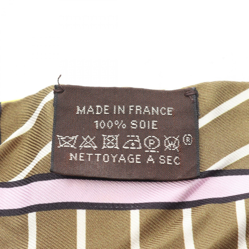 HERMES Twilly QUADRIGE BAYADERE 圍巾 絲綢 黃橙多色 二手 女士-2