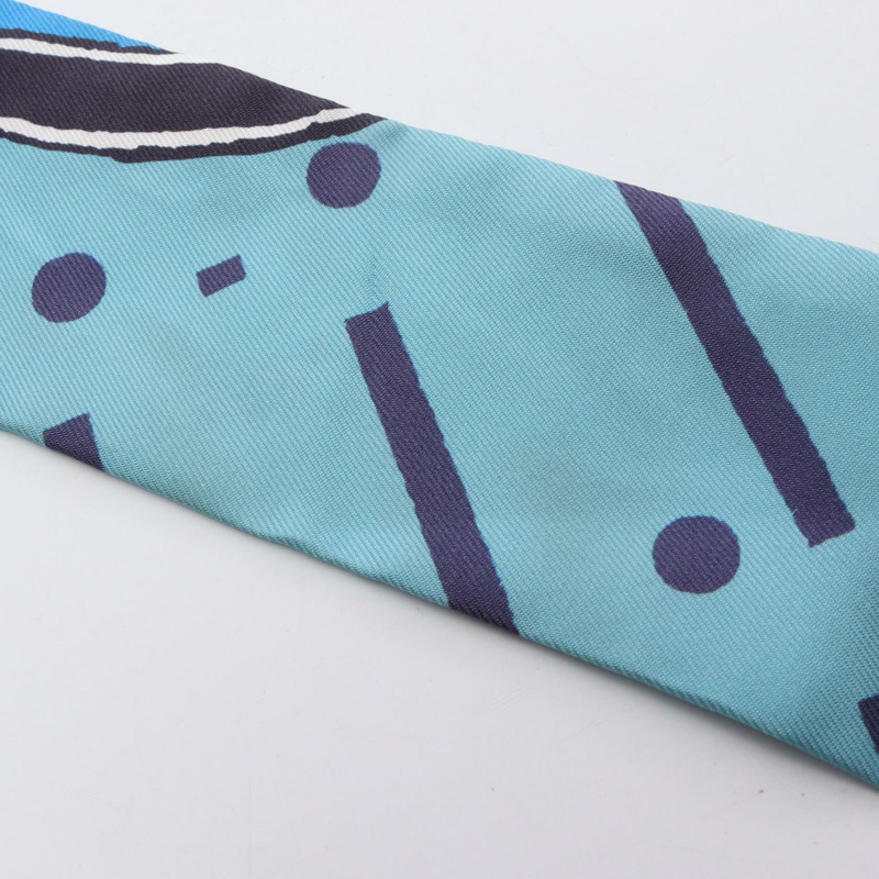 HERMES Twilly JEU DE SOIE UNIFORME 圍巾 絲綢 藍色 多色 二手 女士-5