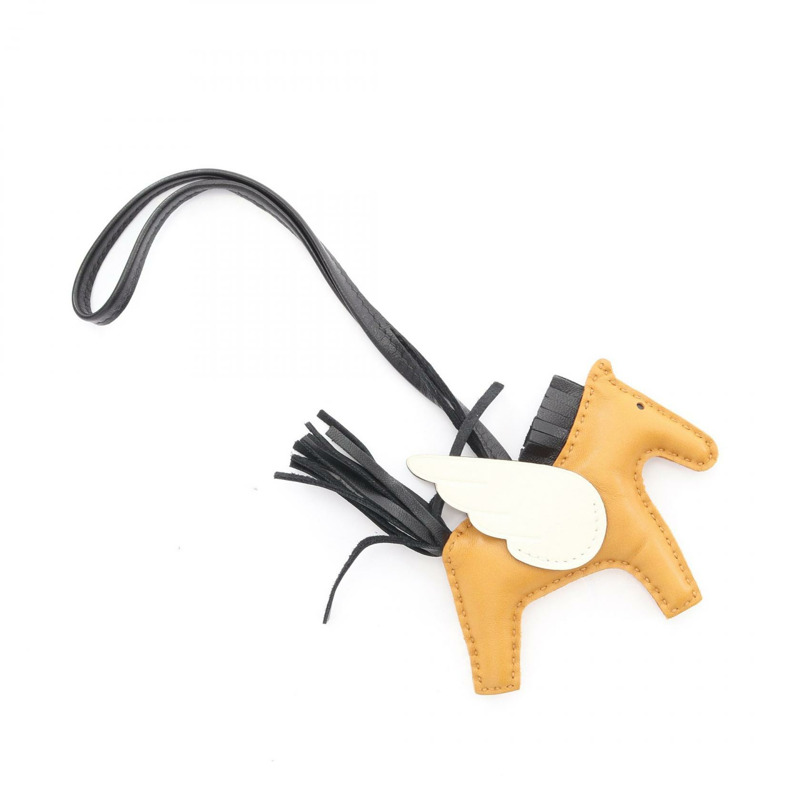 HERMES Rodeo Pegasus PM 吊飾 Agneau milo Swift 皮革 棕色 黑色 二手 女款 Z-1