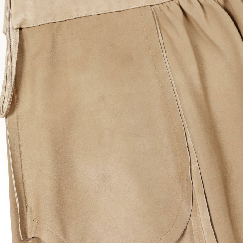 HERMES 裙子皮革山羊皮革米色二手女士#36-10