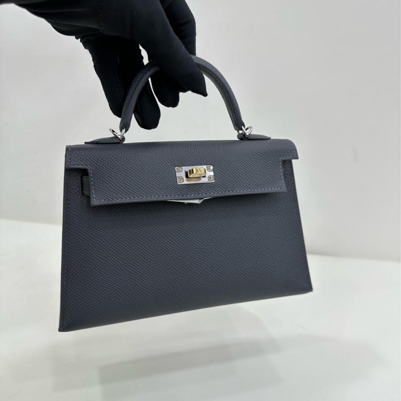 Hermes 愛馬仕Mini Kelly二代85石板灰CT鴛鴯金銀扣 epsom 皮 k刻 copy購證-5