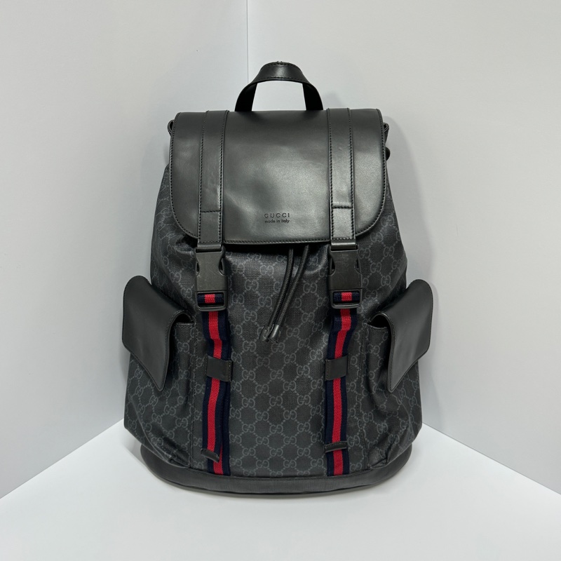 （極新🎁） GUCCI Supreme 黑老花 明星同款 後背包🎒專櫃11萬！-2