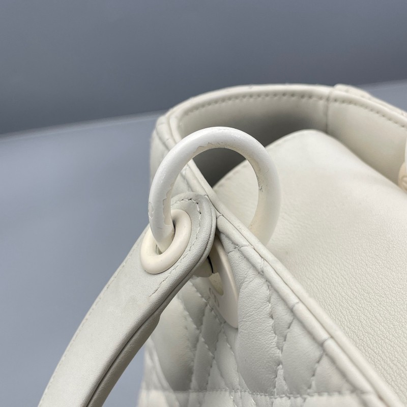 DIOR Lady Dior 五格戴妃 白色羊皮磨砂扣 手提肩背斜背包-15