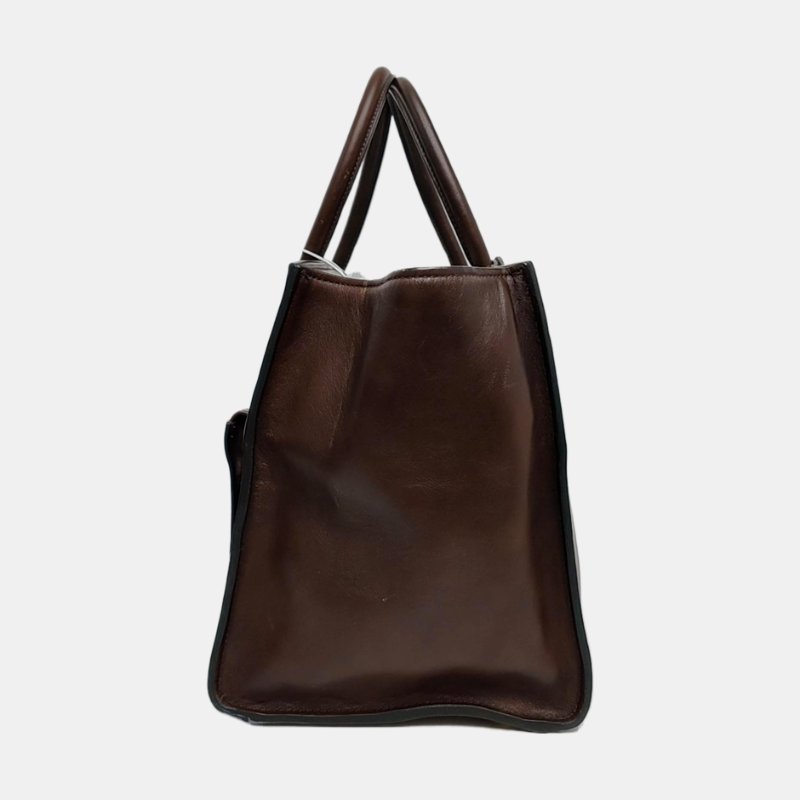 PRADA 托特包 棕色牛皮標誌斜背包手提包單肩包金色五金 可拆式肩帶-2