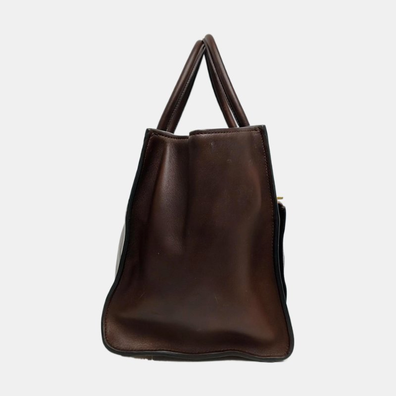 PRADA 托特包 棕色牛皮標誌斜背包手提包單肩包金色五金 可拆式肩帶-3