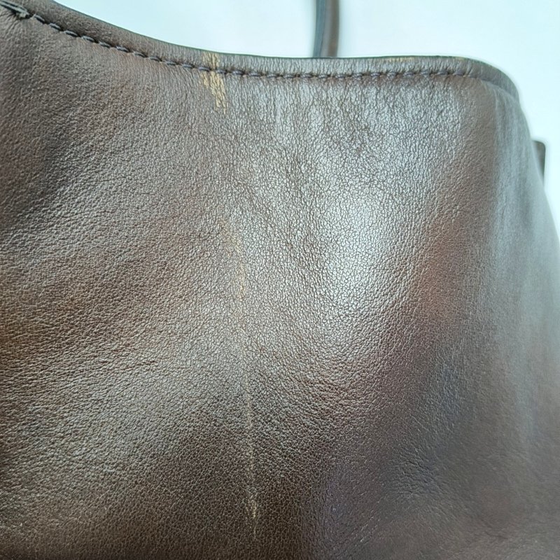 PRADA 托特包 棕色牛皮標誌斜背包手提包單肩包金色五金 可拆式肩帶-11