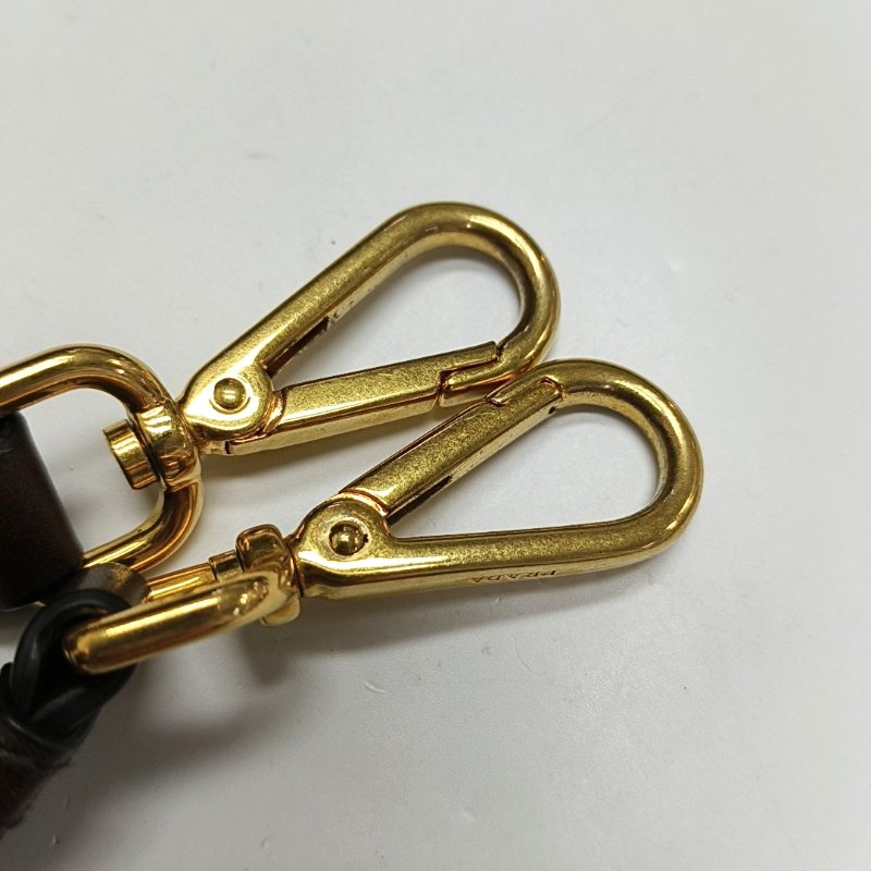 PRADA 托特包 棕色牛皮標誌斜背包手提包單肩包金色五金 可拆式肩帶-22
