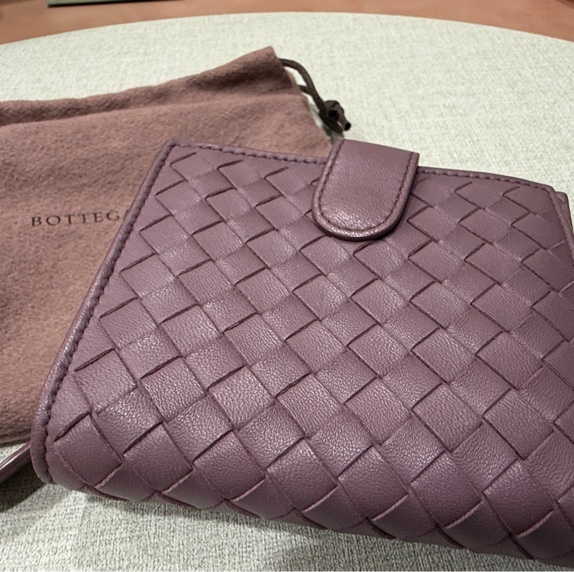 BOTTEGA VENETA INTRECCIATO 小羊皮手工編織短夾 (藕紫色)-7