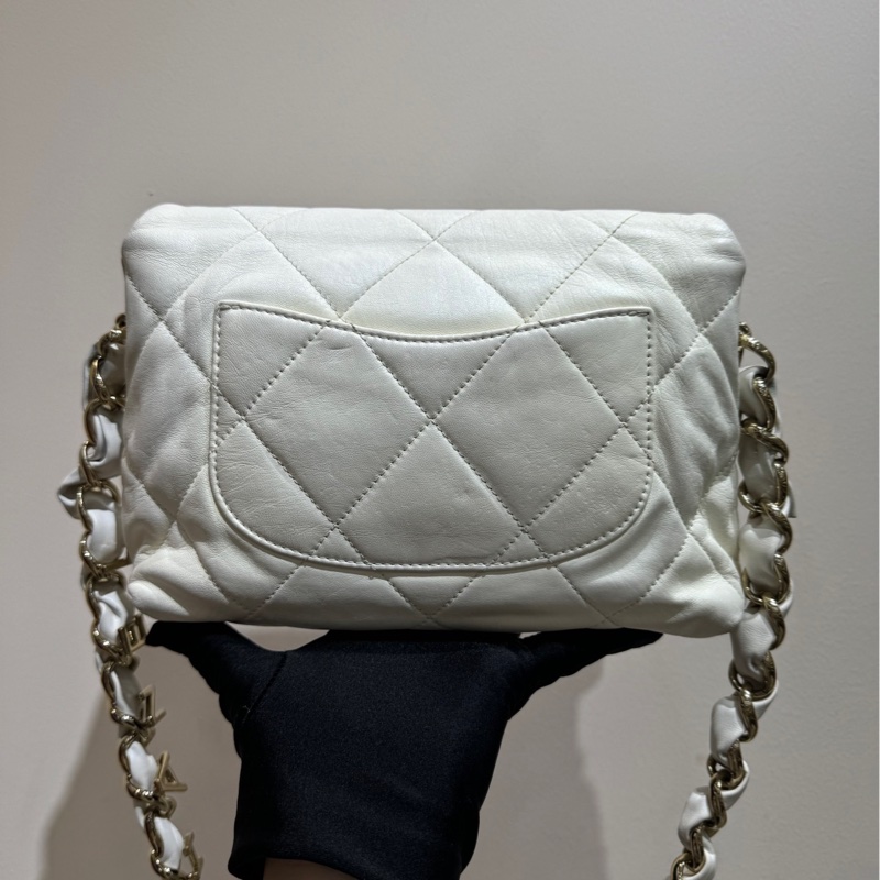 【閒置❤️】 Chanel 白色字母粗鏈腋下包 hobo 單肩斜挎包-2