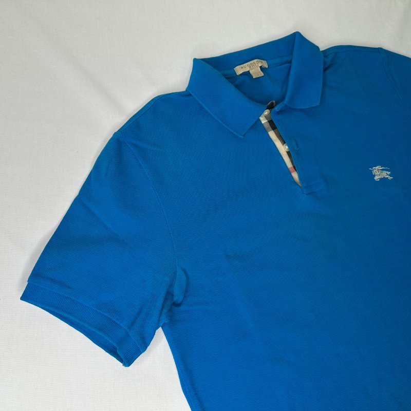 BURBERRY 藍色棉質Polo衫-5