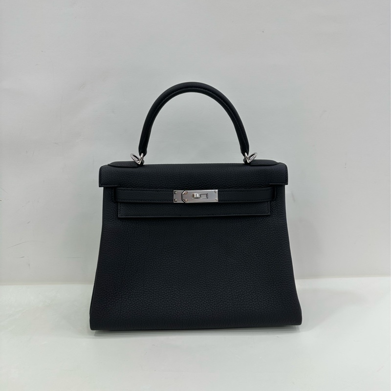 Hermes 愛馬仕 Kelly28黑銀 Togo W刻 copy購證-1