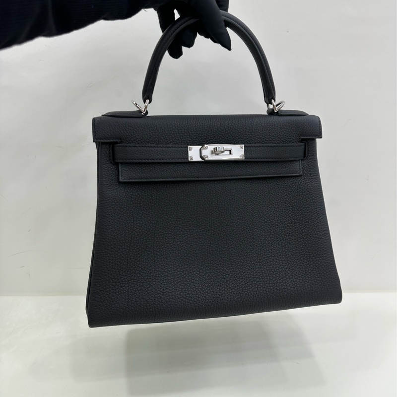 Hermes 愛馬仕 Kelly28黑銀 Togo W刻 copy購證-5