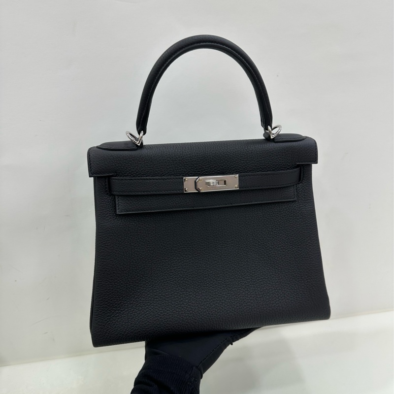 Hermes 愛馬仕 Kelly28黑銀 Togo W刻 copy購證-6