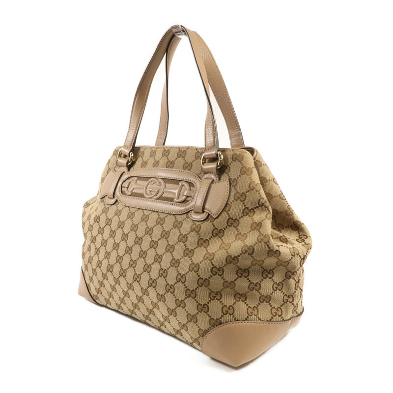 GUCCI 帆布GG Horsebit金扣肩背袋-2