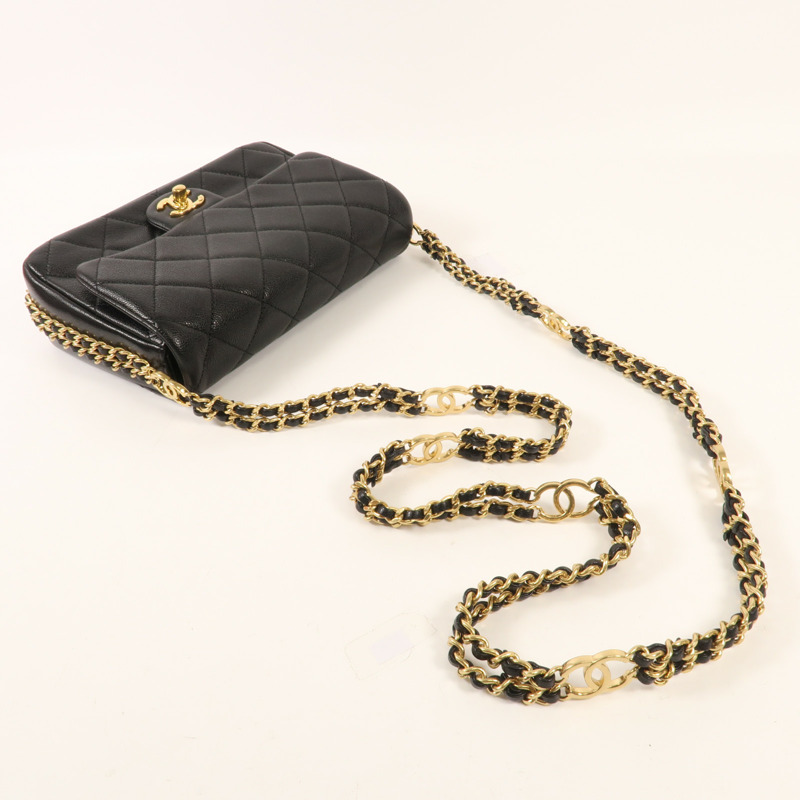 CHANEL 牛皮皮革Mini Flap Bag金扣鏈帶肩背袋-4