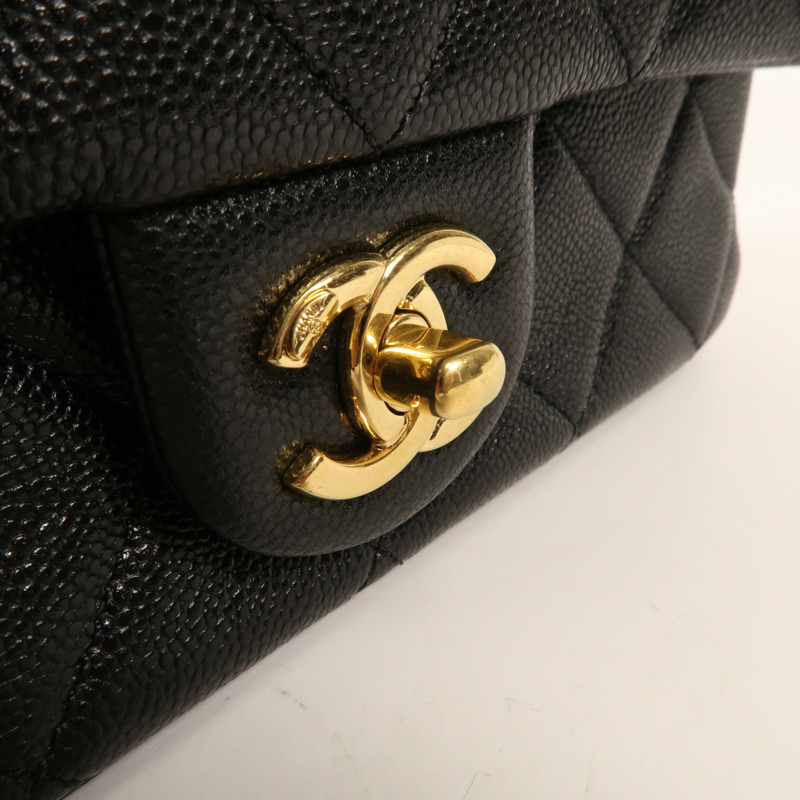 CHANEL 牛皮皮革Mini Flap Bag金扣鏈帶肩背袋-9