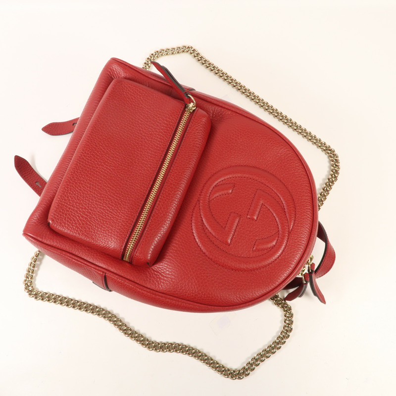 GUCCI 牛皮皮革Backpack金扣背包-4