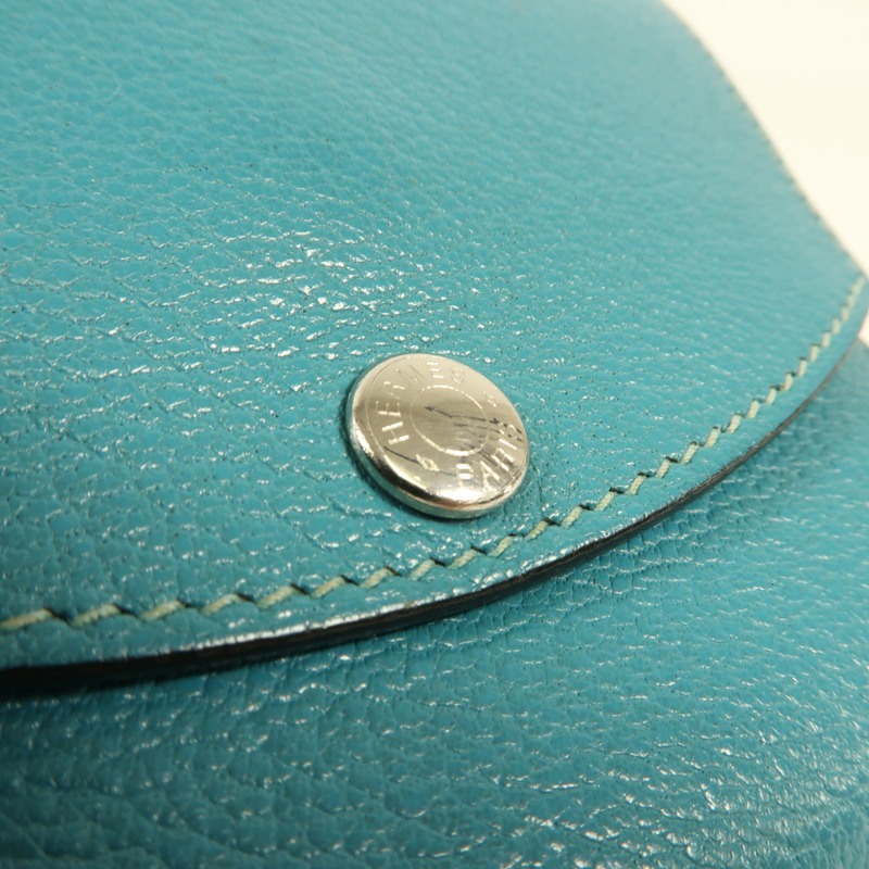 HERMES Chevre皮革Buckle Wallet銀扣錢包Bleu Paon-5