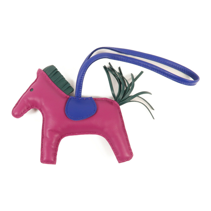 HERMES Milo皮革Rodeo MM掛飾Purple-0