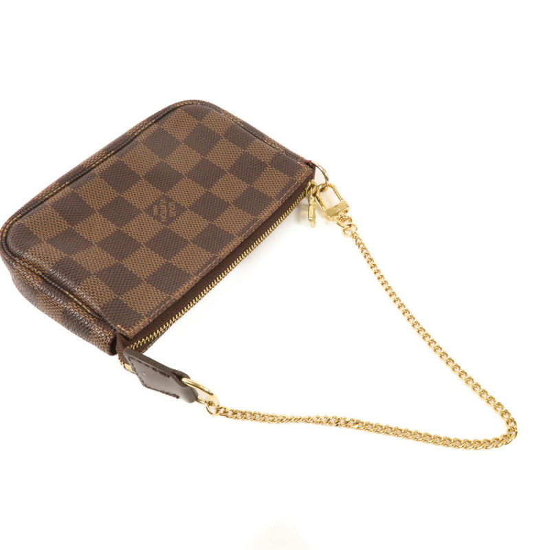 LOUIS VUITTON Damier Mini Pochette金扣手挽袋-4