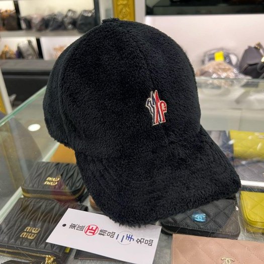 東區正精品㊣Moncler 黑色毛毛logo帽子棒球帽 RZ5799-0