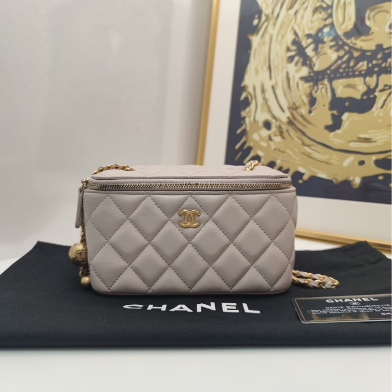 【閒置❤️】 Chanel 金球長盒子 單肩包 斜挎包 淡粉色 裸粉色金扣-0