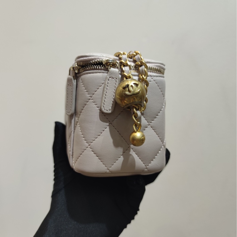 【閒置❤️】 Chanel 金球長盒子 單肩包 斜挎包 淡粉色 裸粉色金扣-5