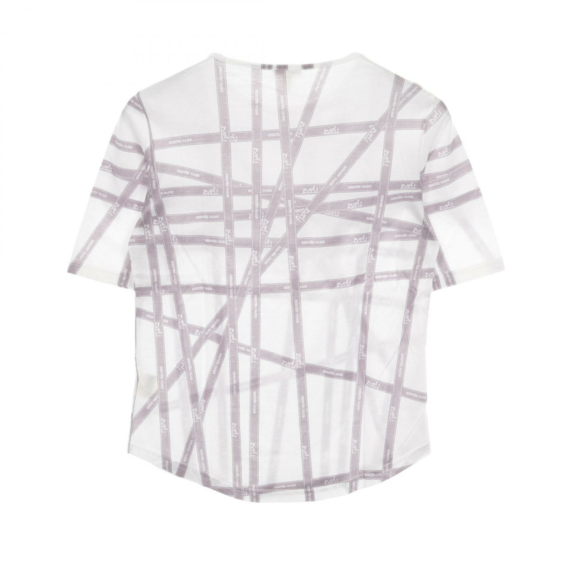 愛馬仕T卹 M碼 純棉 白色 紫色 二手 女款-1