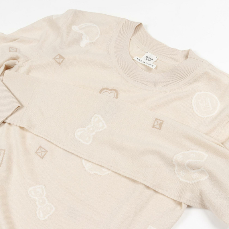 HERMES Candy Libris 針織毛衣羊毛米色二手女款 34 碼-4