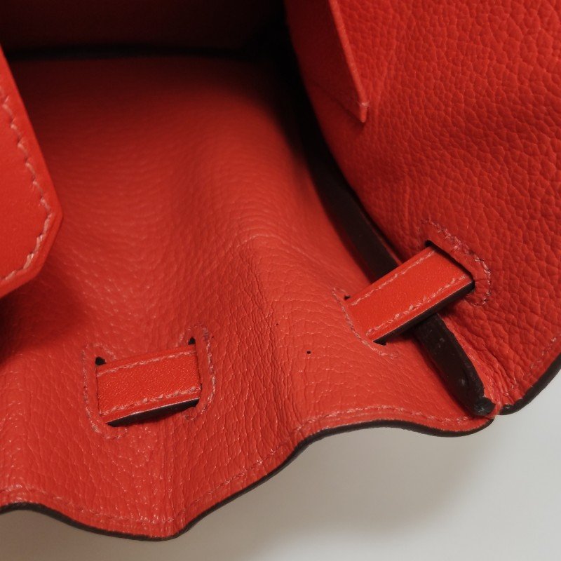 Hermes Birkin鉑金包25旋扣手提包Swift牛皮金扣9J火焰橘A刻-9