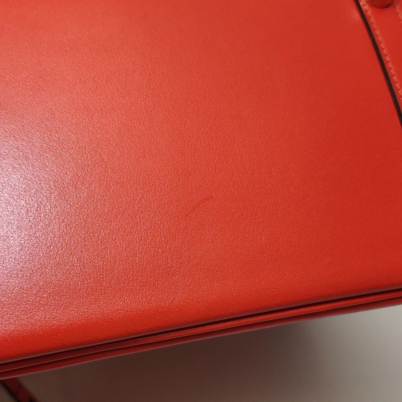 Hermes Birkin鉑金包25旋扣手提包Swift牛皮金扣9J火焰橘A刻-16
