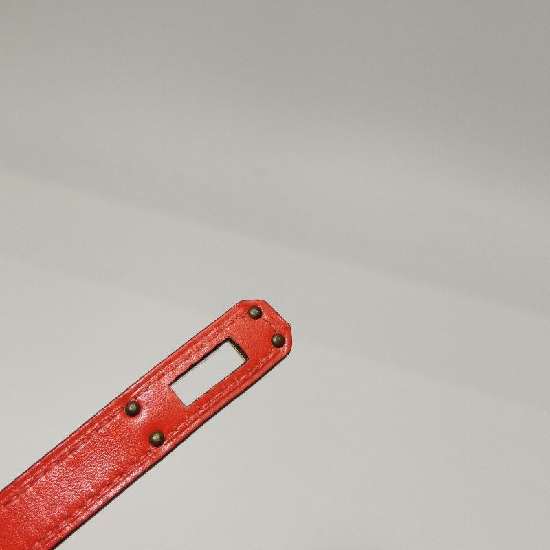 Hermes Birkin鉑金包25旋扣手提包Swift牛皮金扣9J火焰橘A刻-17