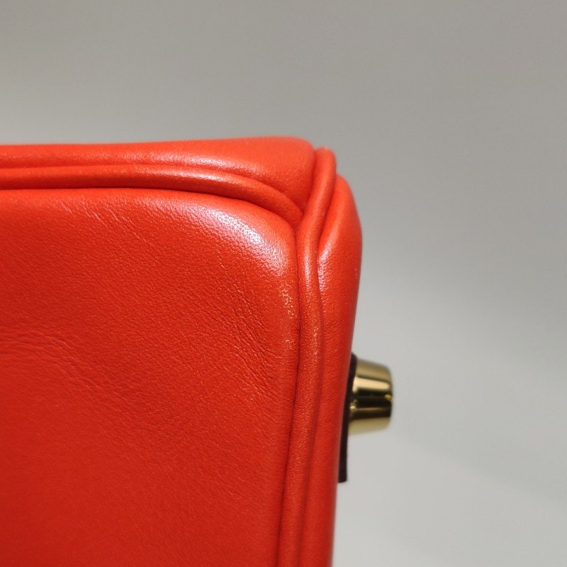 Hermes Birkin鉑金包25旋扣手提包Swift牛皮金扣9J火焰橘A刻-20
